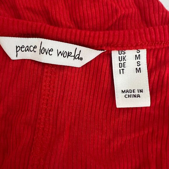 Peace Love World Unites Us Women Rib Tank Top sz S Love Red A596114 - Picture 7 of 8
